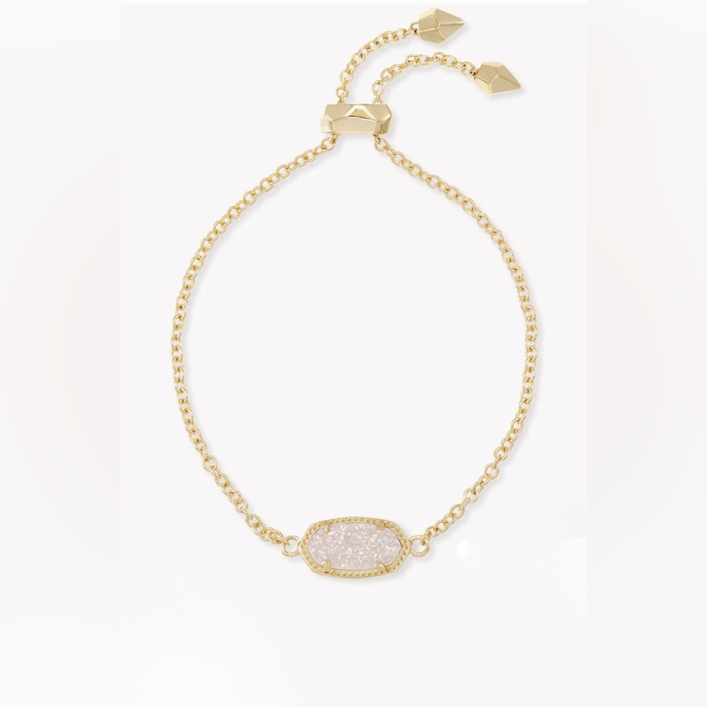 KENDRA SCOTT *rare* Elaina Gold Adjustable Chain Bracelet in Iridescent Drusy